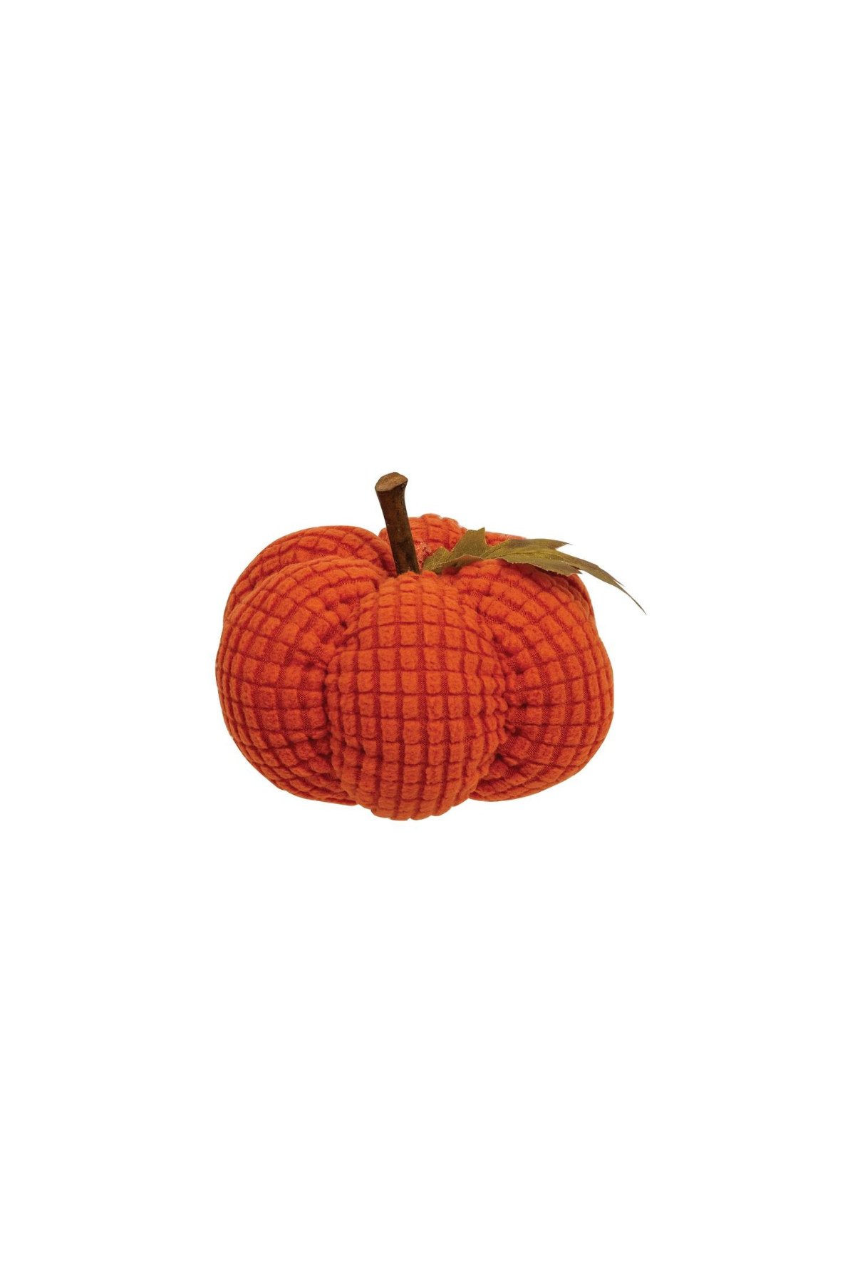 Orange Pumpkin Stuffed Waffle Weave W/Stick Stem - Small