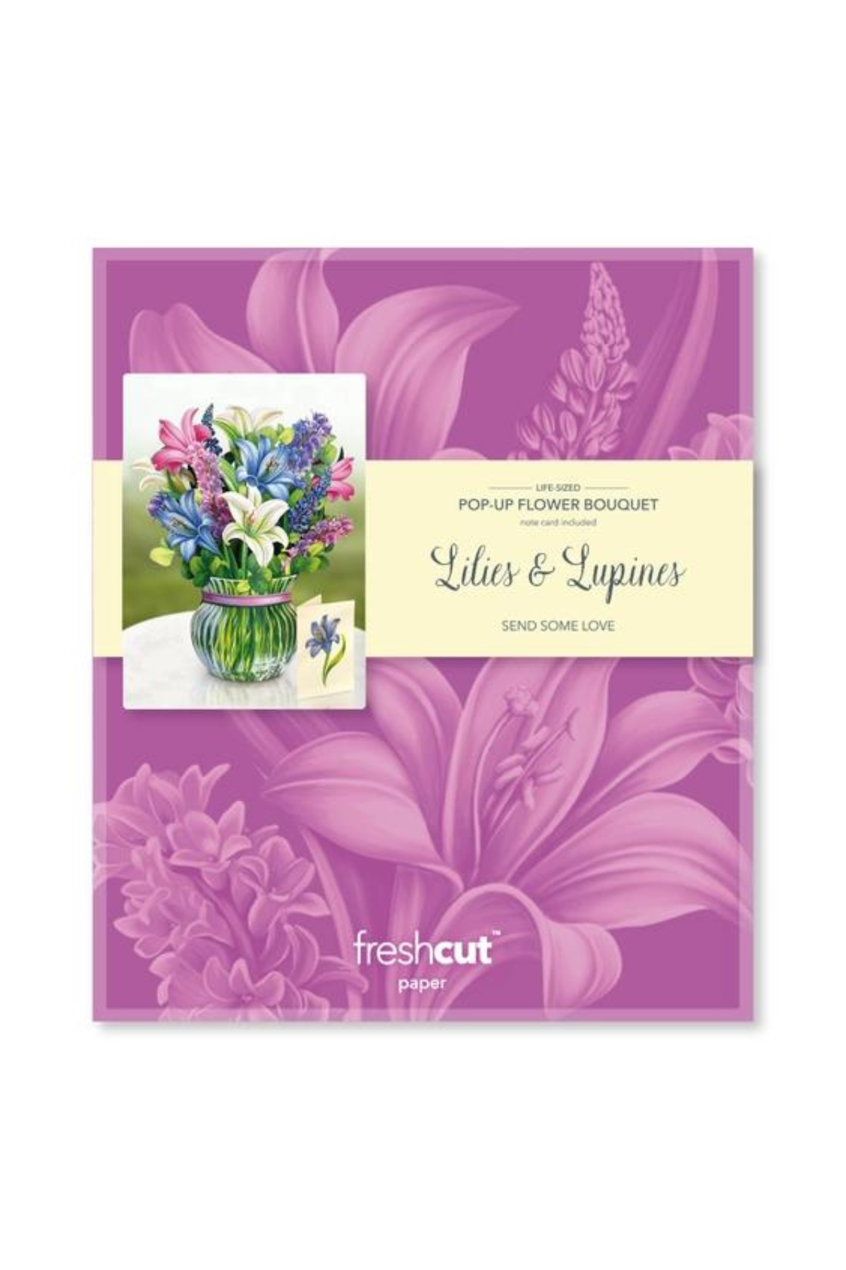 Lilies & Lupines Paper Bouquet Pop Up Greeting Card